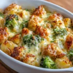A delicious baked casserole with layers of cheese, vegetables, and meat.