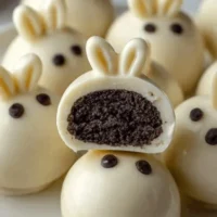 Delicious Bunny Oreo Balls decorated for Easter celebrations.