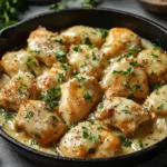 Delicious butter chicken served with naan bread and garnished with cilantro.