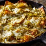 Plate of vibrant chilaquiles topped with avocado and cilantro