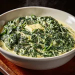 Delicious serving of creamy spinach in a bowl, perfect for side dishes