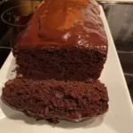 Freshly baked hot fudge brownie bread topped with chocolate drizzle