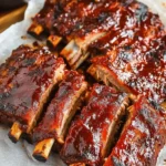 Delicious marinated ribs ready for grilling, showcasing rich flavors and tender meat.