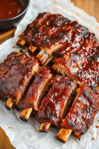 Delicious marinated ribs ready for grilling, showcasing rich flavors and tender meat.