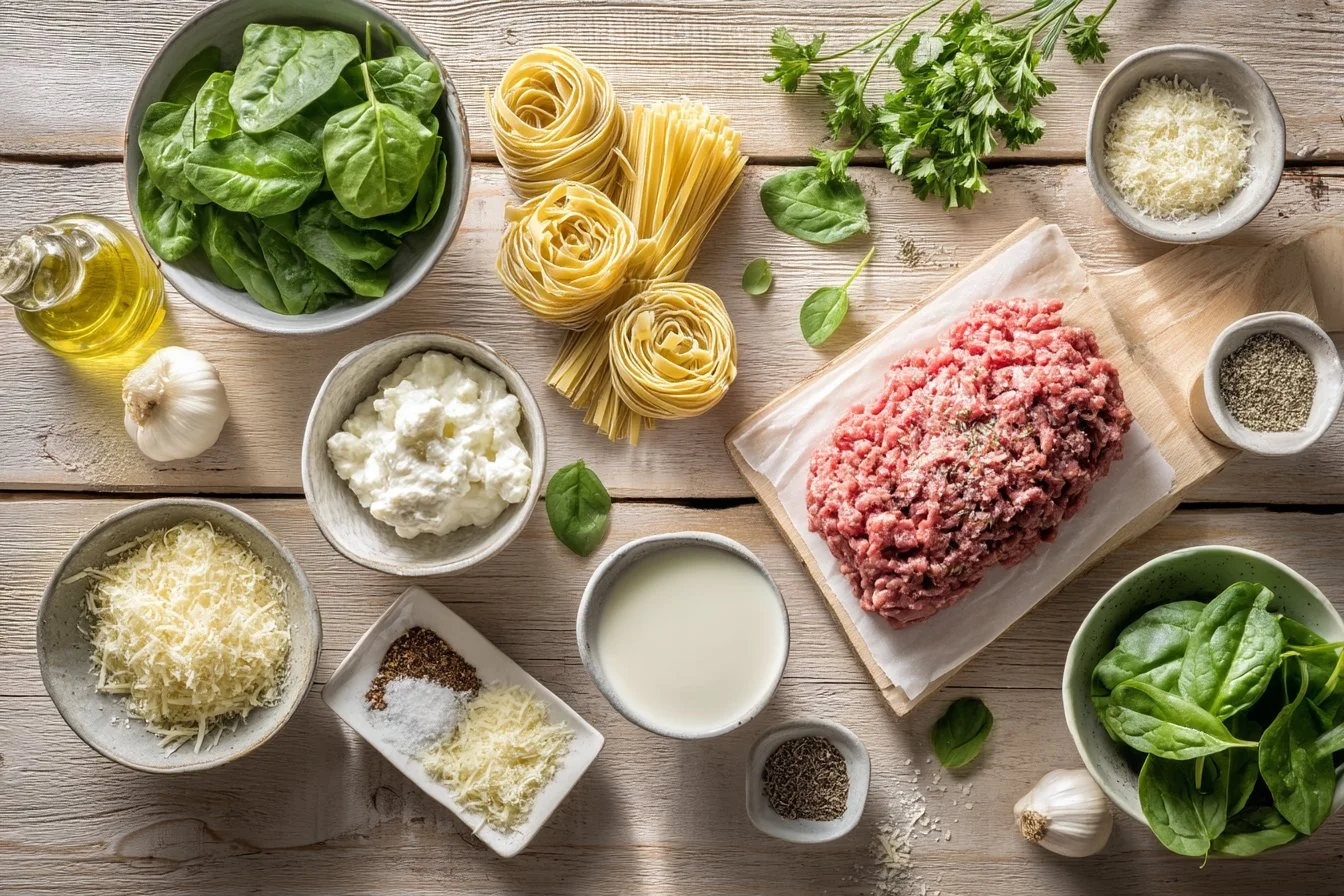 One-Pot Beef and Garlic Parmesan Spinach Pasta