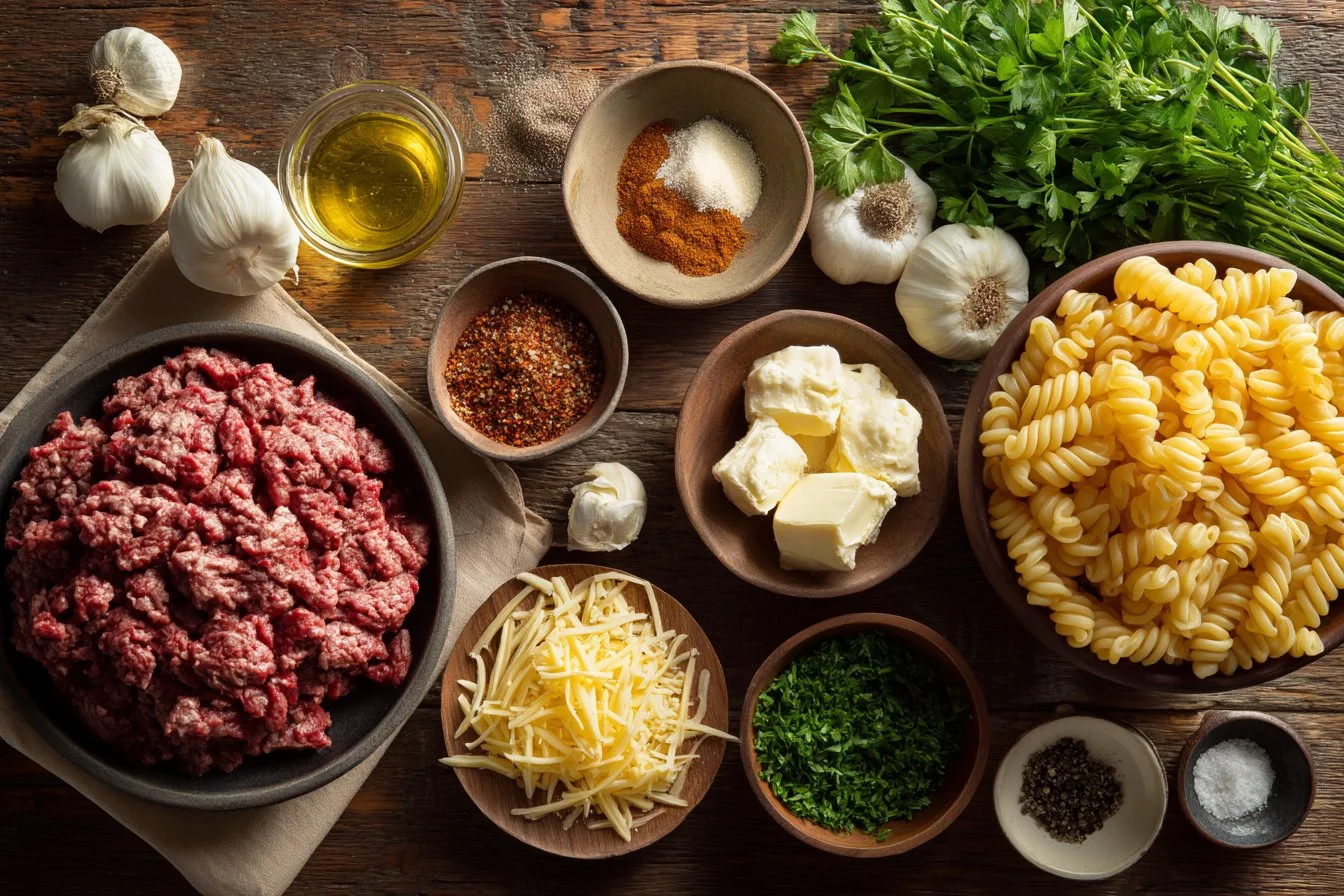 One-Pot Creamy Beef and Garlic Butter Pasta