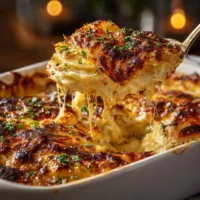 Deliciously layered Potato Gratin with cheese and creamy sauce