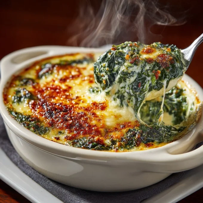 Ruth's Chris Spinach Rockefeller dish with creamy spinach and savory toppings.