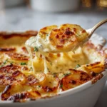 Delicious scalloped potatoes baked with cheese and cream