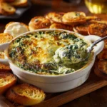 Creamy spinach dip served in a bowl, perfect for dipping with snacks.