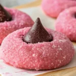 Delicious Strawberry Kiss Cookies with fresh strawberries and a sugar coating