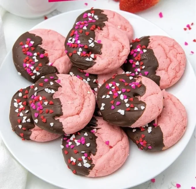Assorted Valentine's Day desserts, including chocolates and heart-shaped cakes