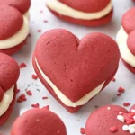 A plate of homemade whoopie pies filled with creamy frosting