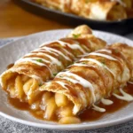 Delicious apple pie enchiladas with cinnamon and caramel sauce