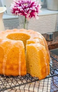 Aunt Faye's delicious pound cake, golden and perfectly baked