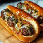 Delicious Bourbon BBQ Meatball Subs served on fresh bread