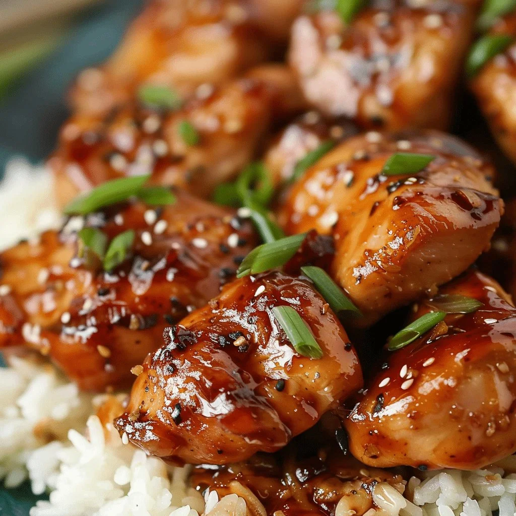 Delicious Bourbon Chicken dish with a sweet and savory glaze