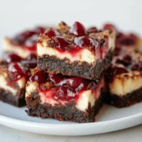 Delicious cherry cheesecake brownies with a creamy topping and rich chocolate base.