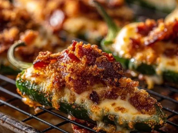 Cowboy Jalapeño Poppers filled with cheese and spices, served as a tasty appetizer.