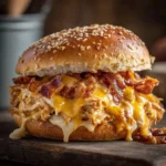 Delicious Crack Chicken Sandwich garnished and served on a plate