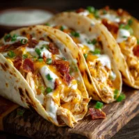 Delicious Crack Chicken Tacos topped with fresh ingredients and served on a plate