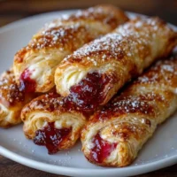 Cranberry orange cream cheese pastry straws arranged on a platter
