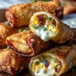 Crispy mini jalapeño popper egg rolls served with dipping sauce