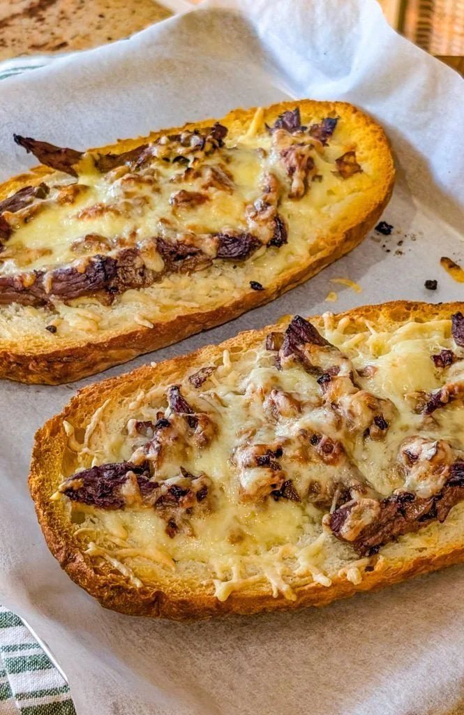 French Garlic Philly Cheesesteak Bread with savory fillings