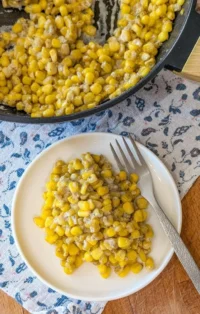 Delicious honey butter skillet corn in a cast iron skillet