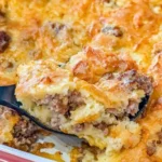 Delicious Impossible Cheeseburger Pie served on a plate