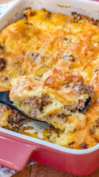 Delicious Impossible Cheeseburger Pie served on a plate