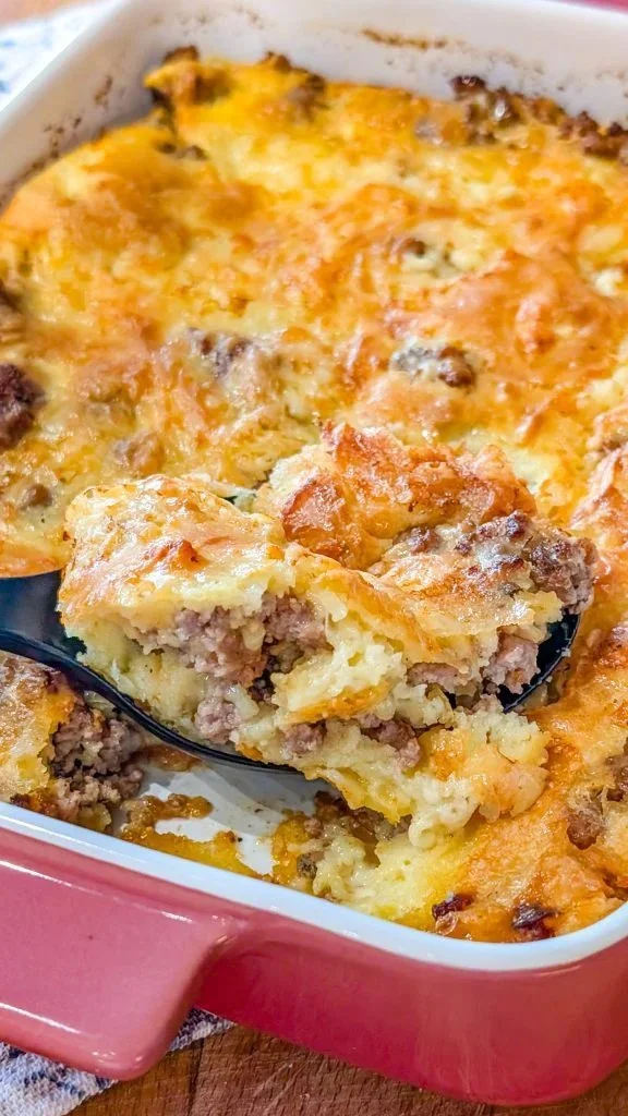 Delicious Impossible Cheeseburger Pie served on a plate