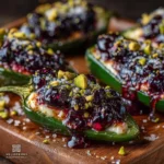 Plate of delicious jalapeno poppers stuffed with cheese and spices