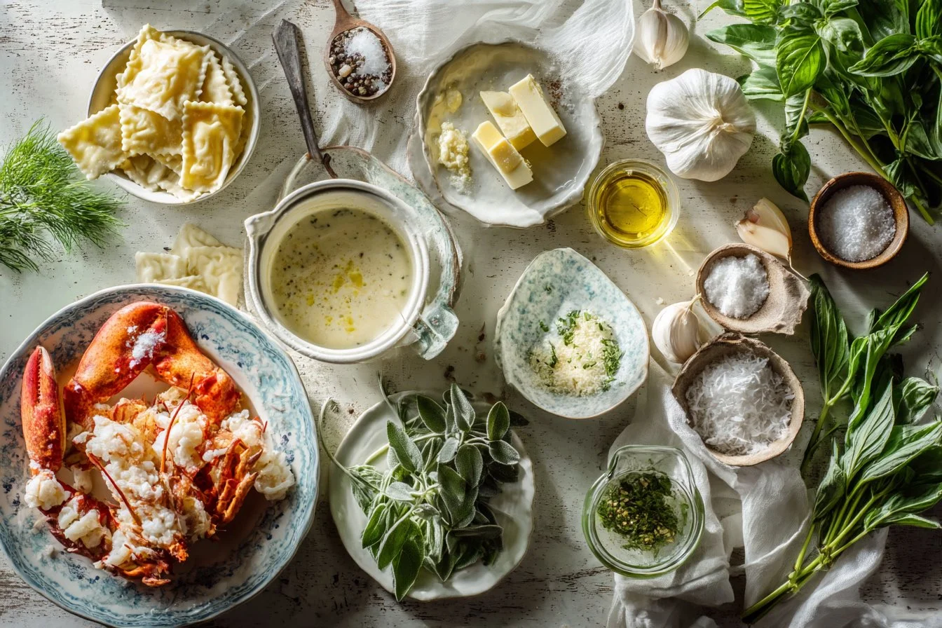 Lobster Ravioli with Garlic Butter Sauce
