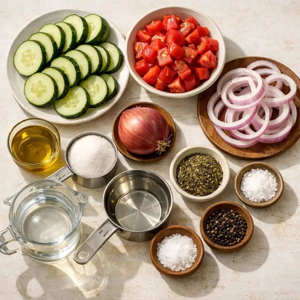 Marinated Cucumbers, Onions, and Tomatoes