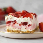 Delicious no-bake strawberry delight dessert served in a glass