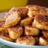 Delicious pan fried cinnamon bananas served on a plate.