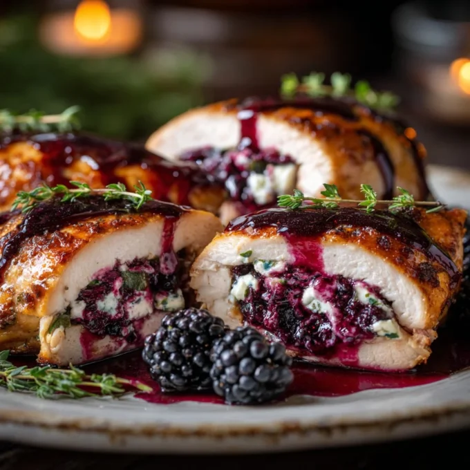 Delicious stuffed chicken breast with herbs and cheese, ready to serve.