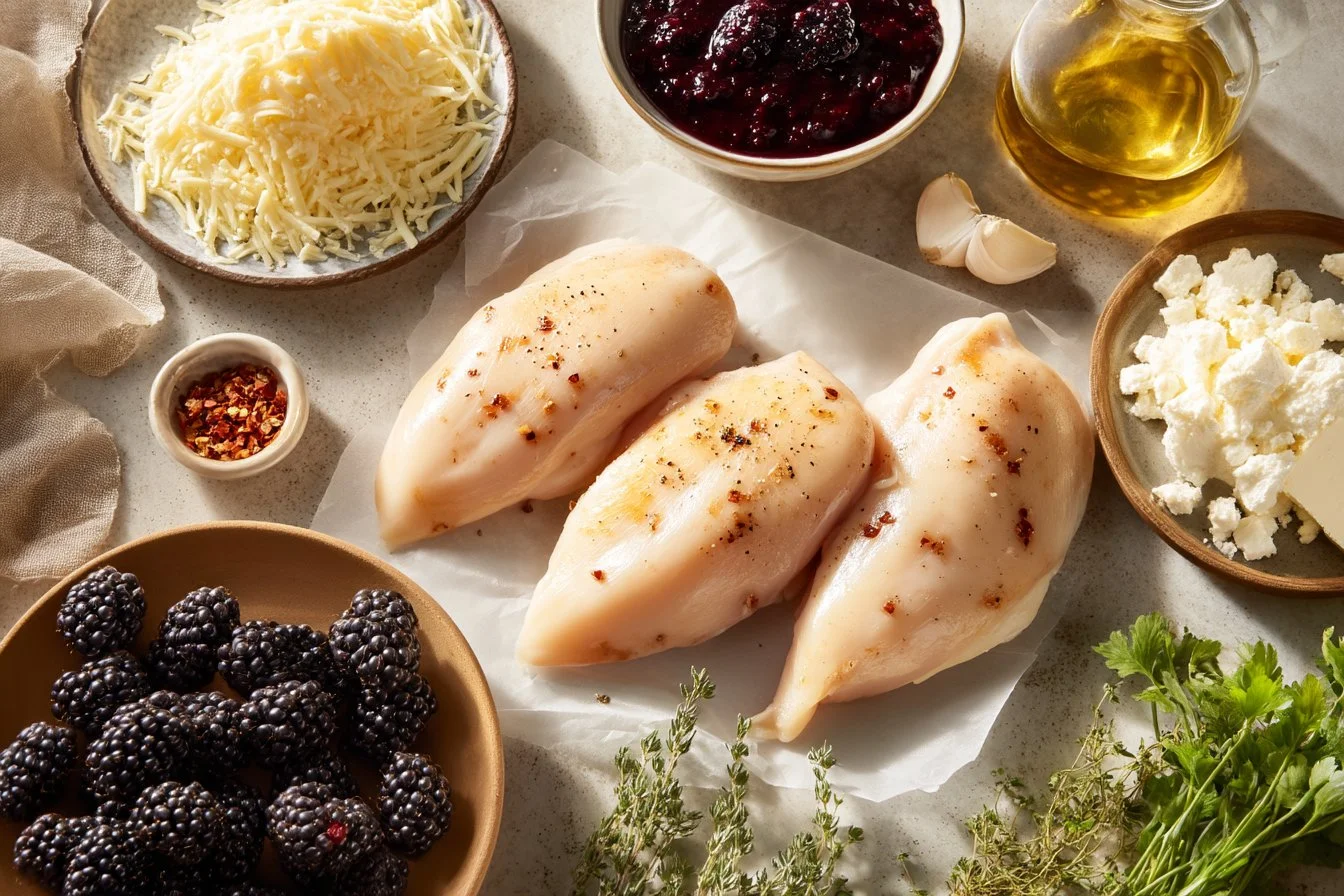 Sweet-Spicy Blackberry Cheese-Stuffed Chicken
