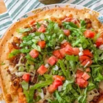 Delicious Taco Pizza with fresh toppings and a crispy crust