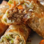 Delicious Chicken Coleslaw Egg Rolls with chicken and fresh vegetables