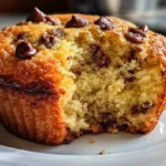 Delicious homemade chocolate chip muffins on a rustic wooden table