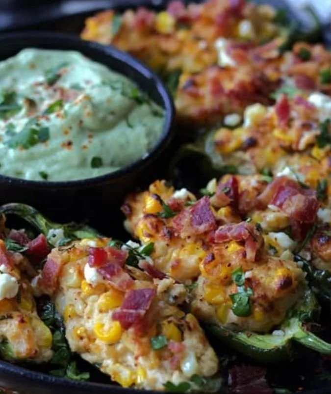 Mexican Street Corn Jalapeño Poppers, a spicy creamy appetizer dish