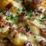 Delicious Mississippi Mud Potatoes garnished and ready to serve.