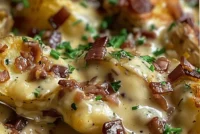 Delicious Mississippi Mud Potatoes garnished and ready to serve.