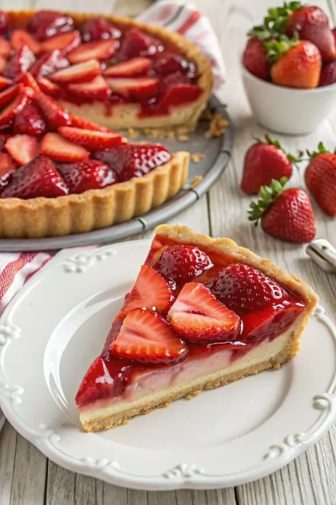 Delicious Shoney's Strawberry Pie with fresh strawberries and crust