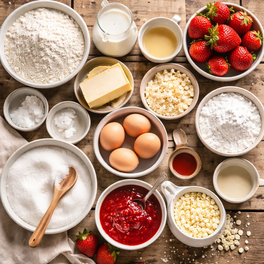 Strawberry Swirled White Chocolate Cake Recipe