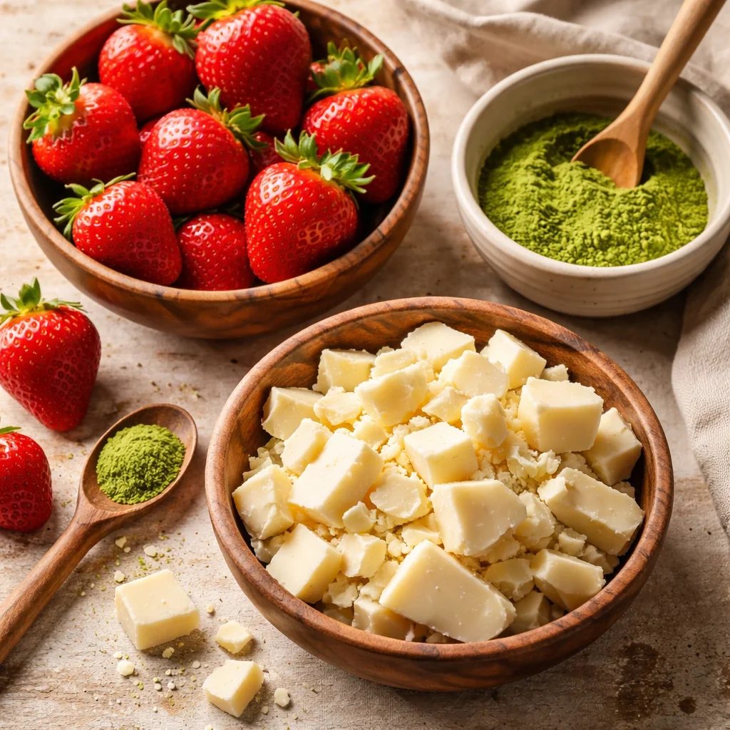 White Chocolate Matcha-Covered Strawberries