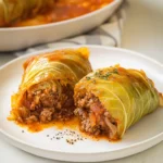 Delicious meat-stuffed cabbage rolls served on a plate
