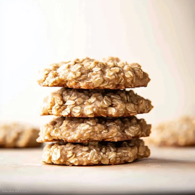 Delicious and healthy homemade oatmeal cookies on a rustic wooden table